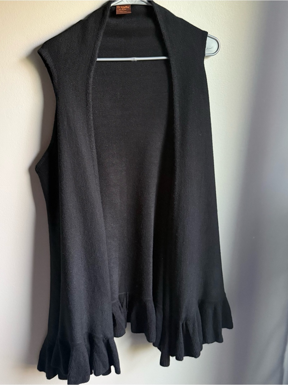 Do Everything In Love Sleeveless Cardigan with Ruffle Hem Dark Brown Size Large